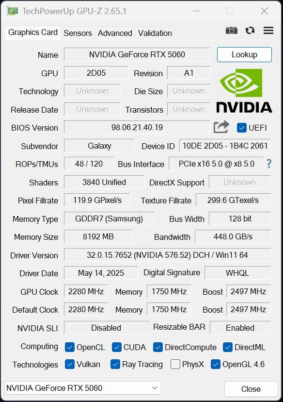 影驰RTX 5060魔刃评测：磁吸RGB光效的50系甜点