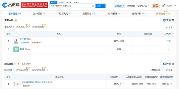何小鹏在小鹏汽车职位发生变更 由执行董事改任董事